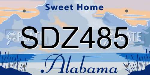 SDZ485 Alabama License Plate