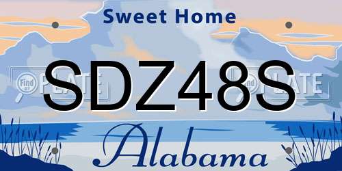 SDZ48S Alabama License Plate
