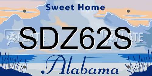 SDZ62S Alabama License Plate