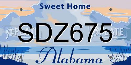 SDZ675 Alabama License Plate