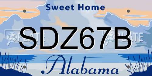 SDZ67B Alabama License Plate