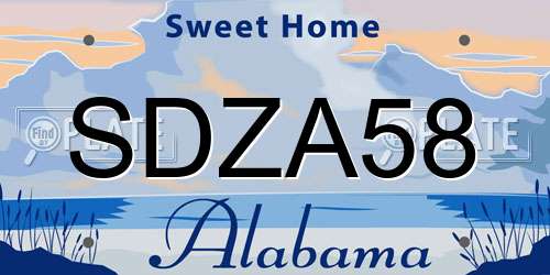 SDZA58 Alabama License Plate