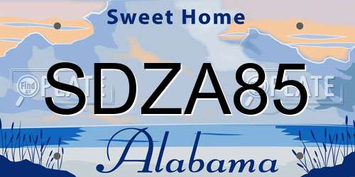 SDZA85 Alabama License Plate