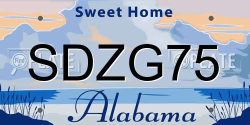 SDZG75 Alabama License Plate