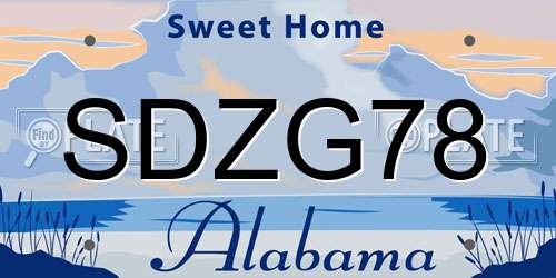 SDZG78 Alabama License Plate