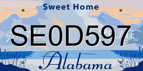SE0D597 Alabama License Plate