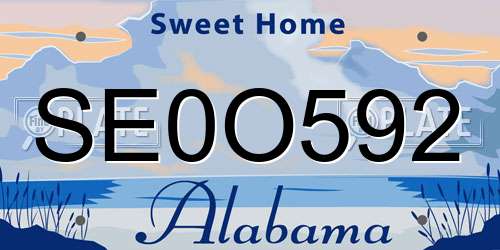 SE0O592 Alabama License Plate