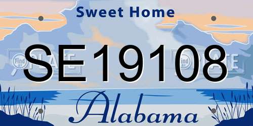 SE19108 Alabama License Plate