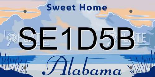 SE1D5B Alabama License Plate