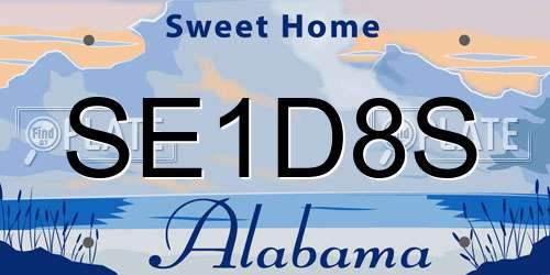 SE1D8S Alabama License Plate
