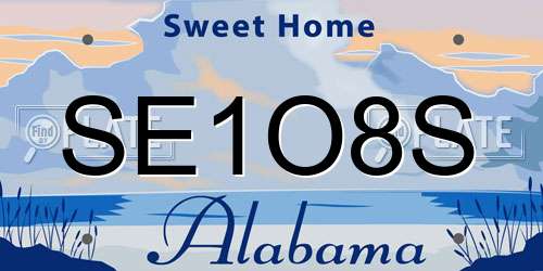 SE1O8S Alabama License Plate