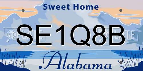 SE1Q8B Alabama License Plate