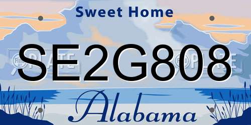 SE2G808 Alabama License Plate