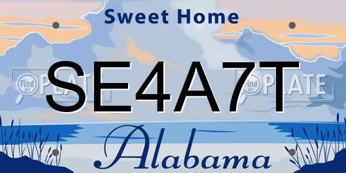 SE4A7T Alabama License Plate