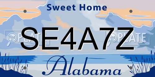 SE4A7Z Alabama License Plate
