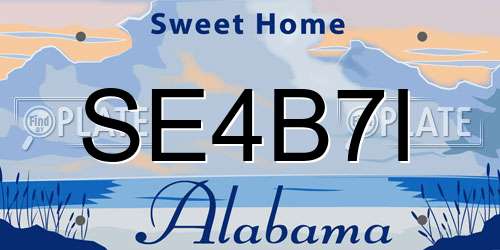 SE4B7I Alabama License Plate