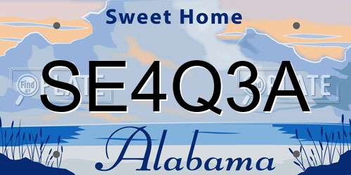 SE4Q3A Alabama License Plate