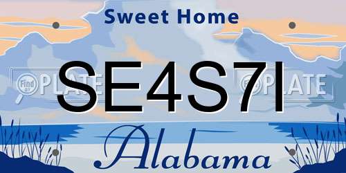 SE4S7I Alabama License Plate