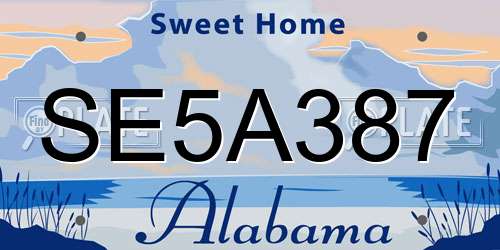 SE5A387 Alabama License Plate