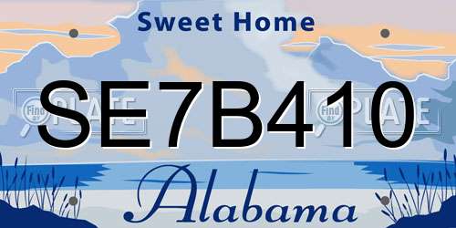 SE7B410 Alabama License Plate