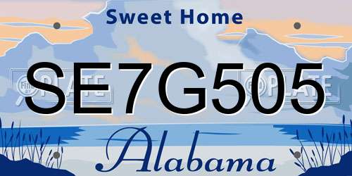 SE7G505 Alabama License Plate