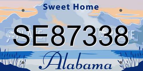 SE87338 Alabama License Plate