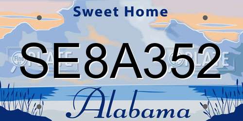SE8A352 Alabama License Plate