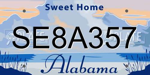 SE8A357 Alabama License Plate