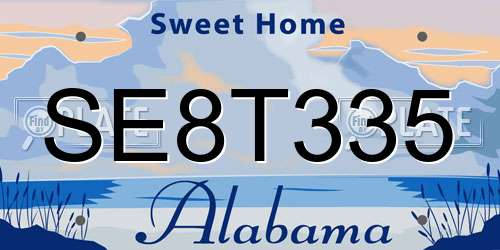 SE8T335 Alabama License Plate