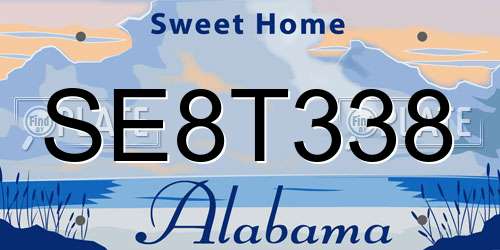 SE8T338 Alabama License Plate