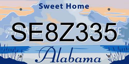 SE8Z335 Alabama License Plate