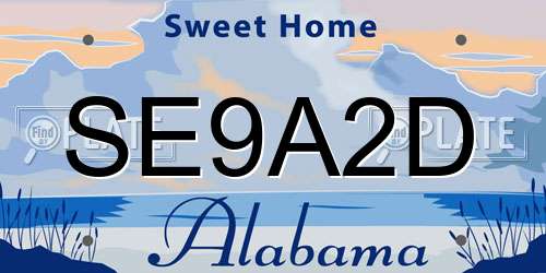 SE9A2D Alabama License Plate