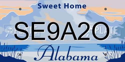 SE9A2O Alabama License Plate
