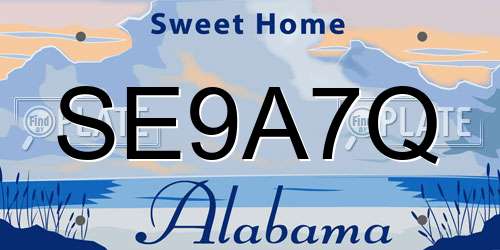 SE9A7Q Alabama License Plate