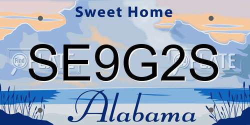 SE9G2S Alabama License Plate