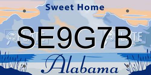 SE9G7B Alabama License Plate
