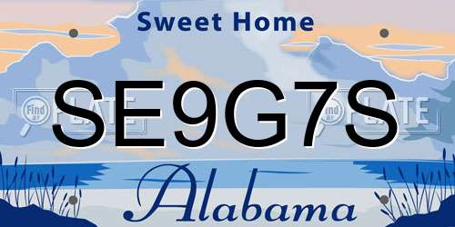 SE9G7S Alabama License Plate