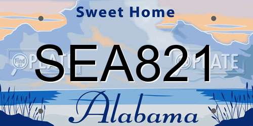 SEA821 Alabama License Plate