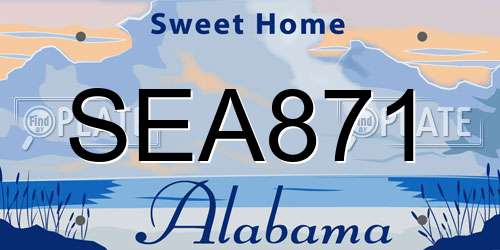 SEA871 Alabama License Plate