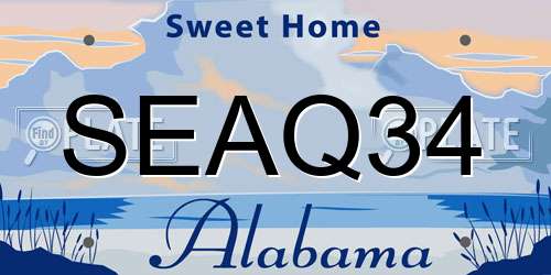SEAQ34 Alabama License Plate