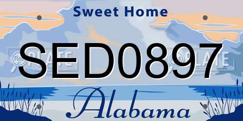 SED0897 Alabama License Plate