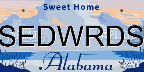 SEDWRDS Alabama License Plate