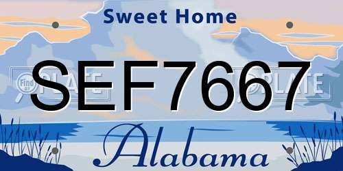 SEF7667 Alabama License Plate