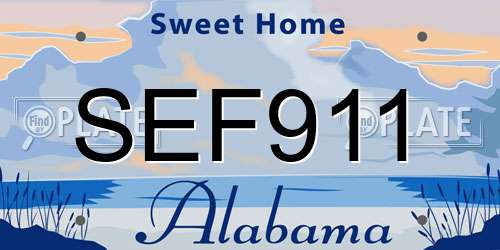 SEF911 Alabama License Plate
