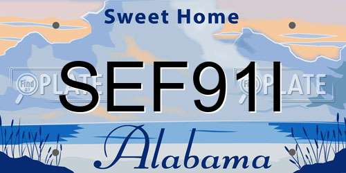 SEF91I Alabama License Plate