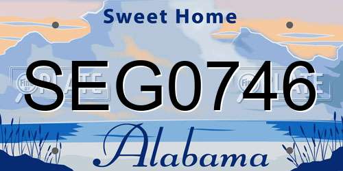 SEG0746 Alabama License Plate