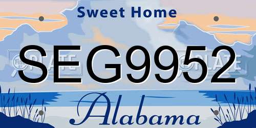 SEG9952 Alabama License Plate