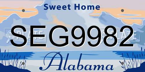SEG9982 Alabama License Plate