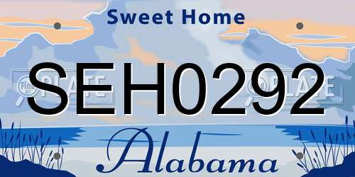 SEH0292 Alabama License Plate