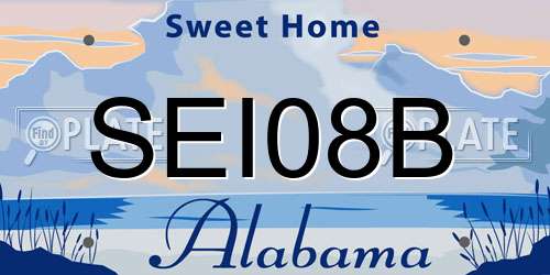 SEI08B Alabama License Plate